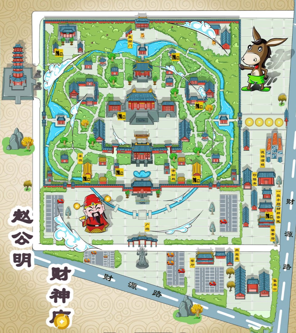 抚州寺庙类手绘地图